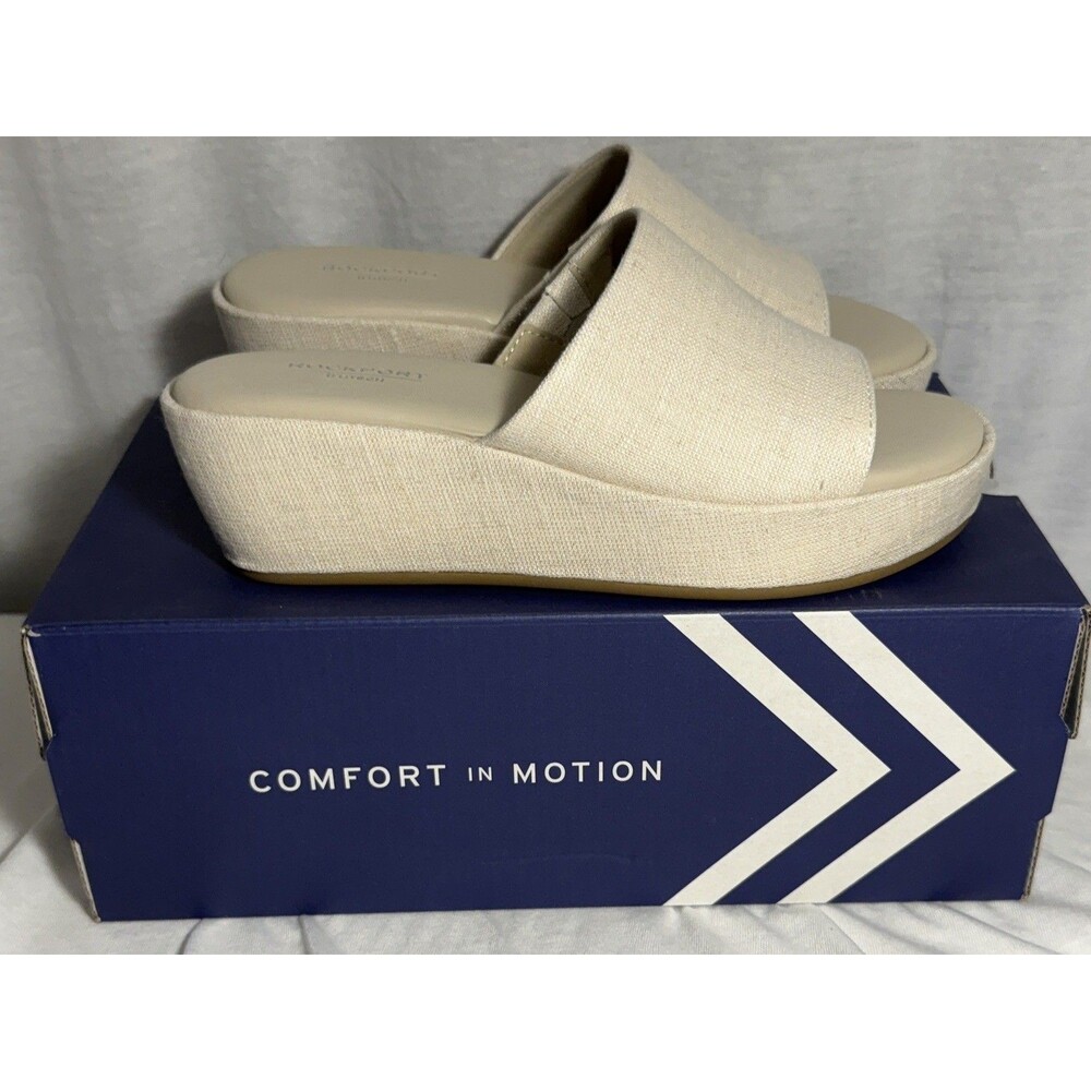 NEW NIB Rockport Aubriella Slides Womens Comfort Sandals Size 5.5 shoes Natural